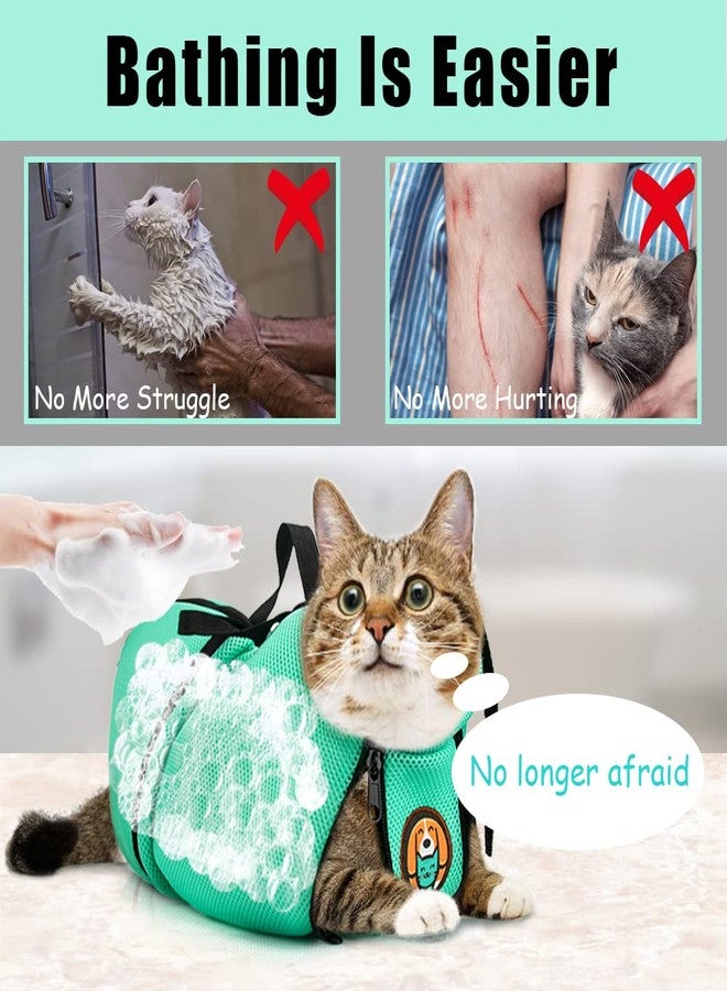 AWOOF Cat Grooming Bag Adjustable Cat Bathing Bag Anti Scratch Bite Polyester Soft Durable Mesh Cat Shower Bag for Small Medium Large Cats - Image 3
